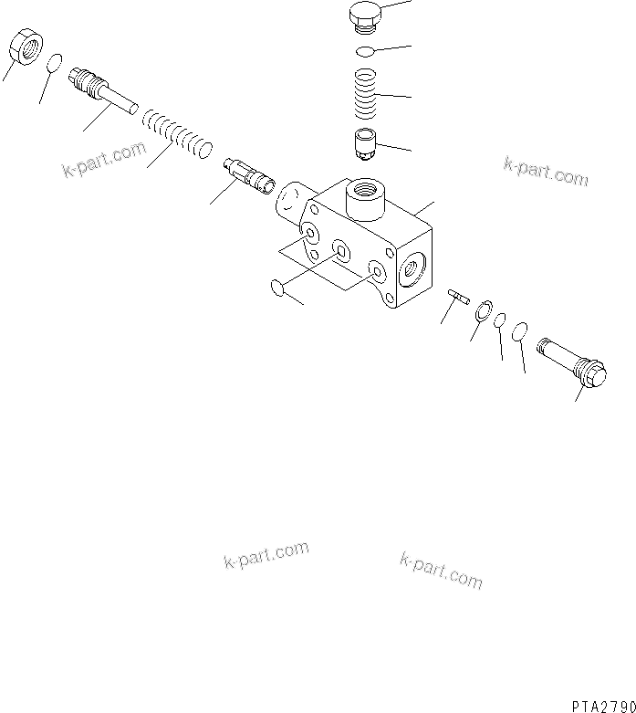 Komatsu parts book diagram for PC128UU-1 S/N 1001-UP: MAIN VALVE (3/12) (2-ACTUATOR)(#1001-2346)