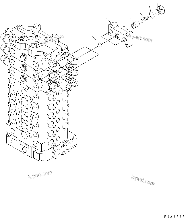 Komatsu parts book diagram for PC128UU-1 S/N 1001-UP: MAIN VALVE (3/14) (3-ACTUATOR)(#2347-)