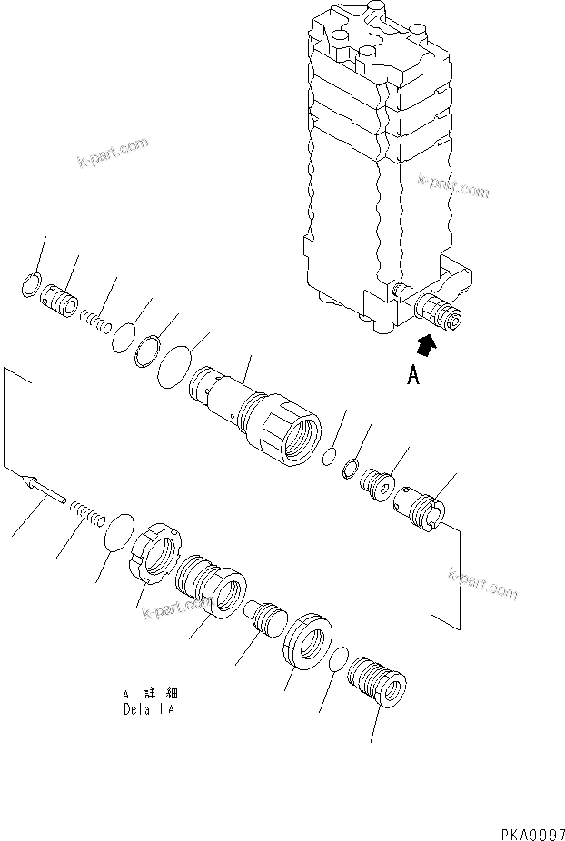 Komatsu parts book diagram for PC128UU-1 S/N 1001-UP: MAIN VALVE (7/14) (3-ACTUATOR)