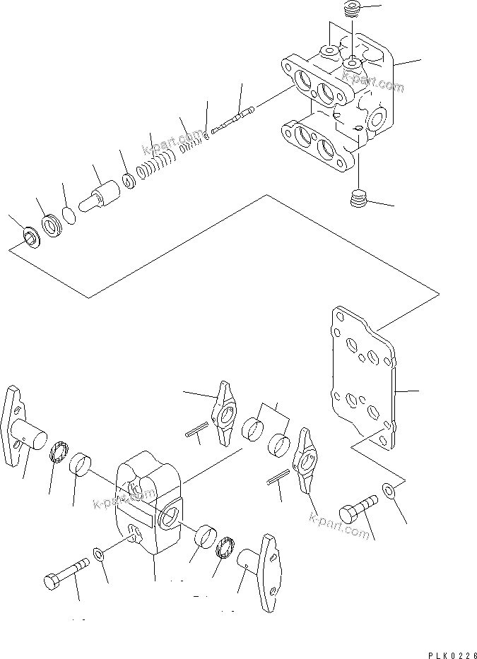 Komatsu parts book diagram for PC128UU-1 S/N 1001-UP: PPC VALVE (FOR TRAVEL)(#2347-)