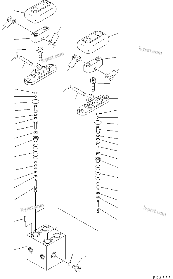 Komatsu parts book diagram for PC128UU-1 S/N 1001-UP: PILOT VALVE (FOR TRAVEL CONTROL)(#1001-2346)
