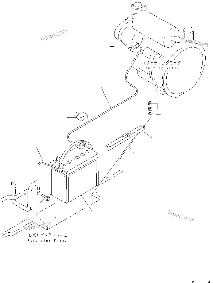 Komatsu parts book diagram for PC12R-8 S/N 10001-UP: BATTERY (FOR U.S.A. SPEC.)