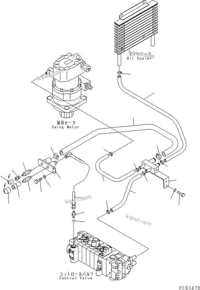Komatsu parts book diagram for PC12R-8 S/N 10001-UP: HYDRAULIC PIPING (ATTACHMENT LINE)(IN REVOLVING FRAME)