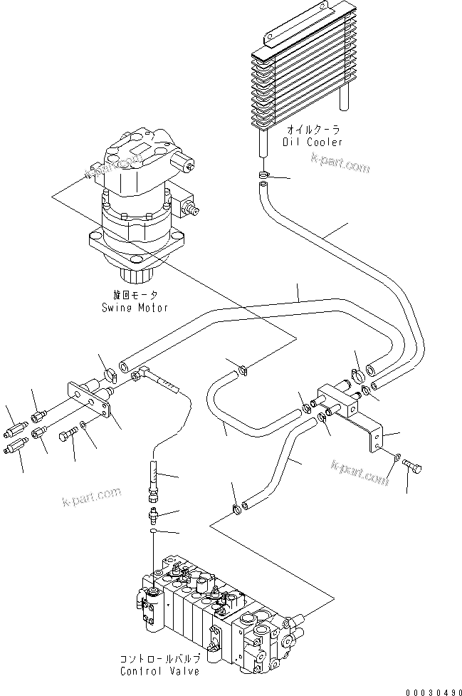 Komatsu parts book diagram for PC12R-8 S/N 10001-UP: ATTACHMENT LINE (BREAKER) (FOR CAB OR TOPS CANOPY)