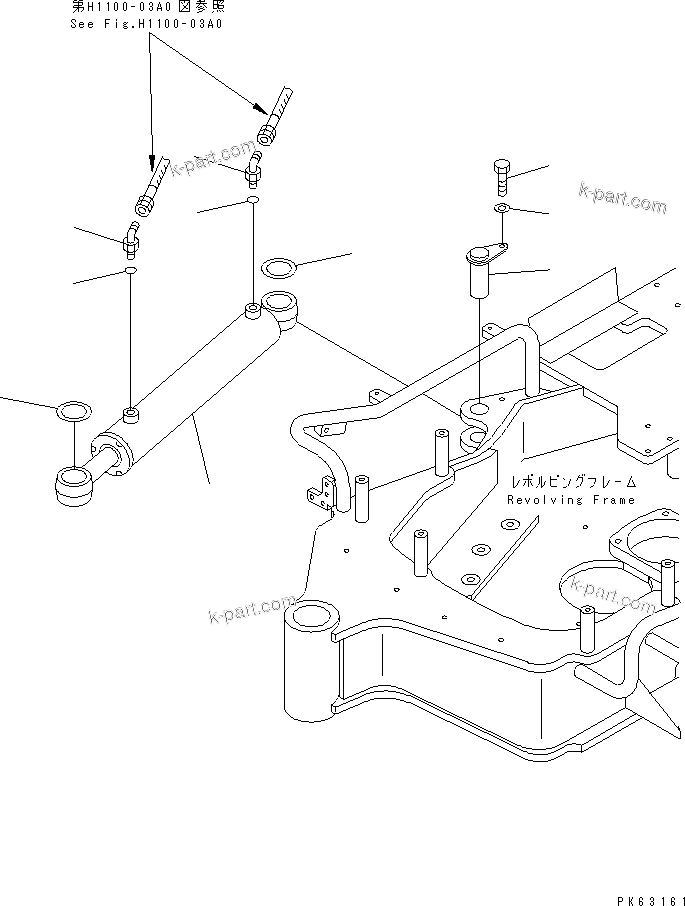 Komatsu parts book diagram for PC12R-8 S/N 10001-UP: BOOM SWING CYLINDER