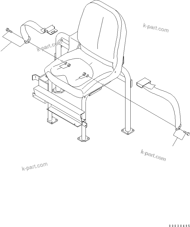 Komatsu parts book diagram for PC12R-8 S/N 10001-UP: SEAT BELT (U.S.A. SPEC.)