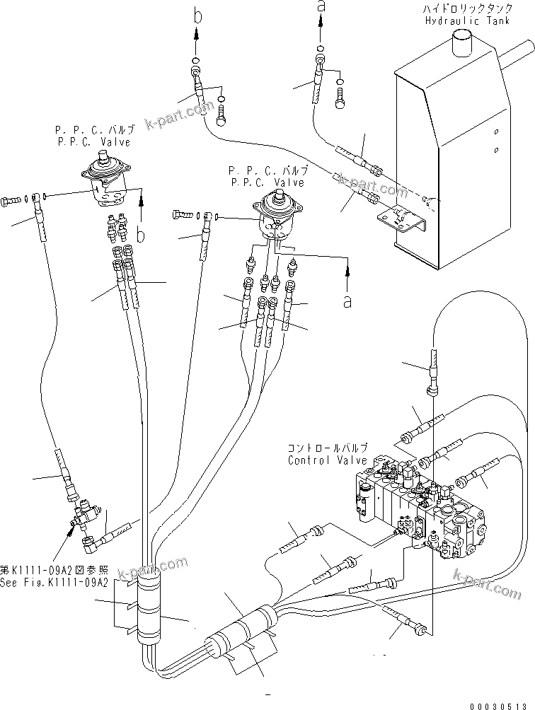 Komatsu parts book diagram for PC12R-8 S/N 10001-UP: P.P.C. VALVE LINE RELATED PARTS (MARK AND SHEET) (U.S.A. SPEC.)