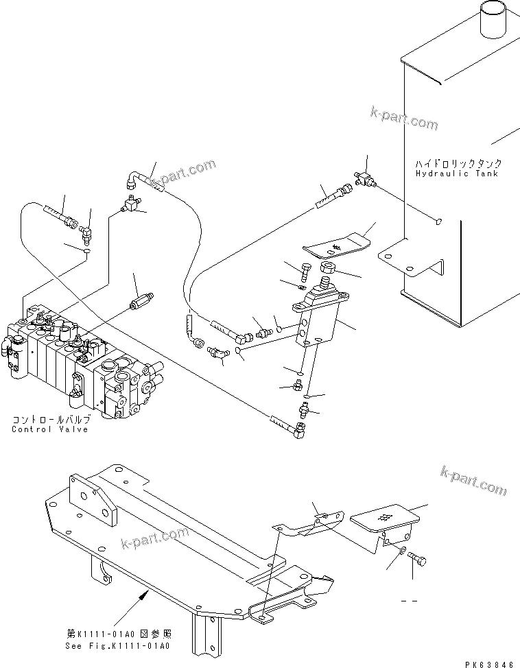 Komatsu parts book diagram for PC12R-8 S/N 10001-UP: ATTACHMENT CONTROL PEDAL AND LINKAGE (QUICK BREAKER ARM SPEC.)