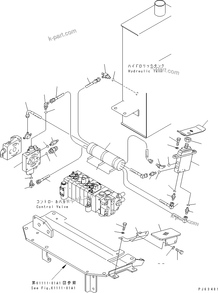 Komatsu parts book diagram for PC12R-8 S/N 10001-UP: ATTACHMENT CONTROL PEDAL AND LINKAGE (2-WAY)