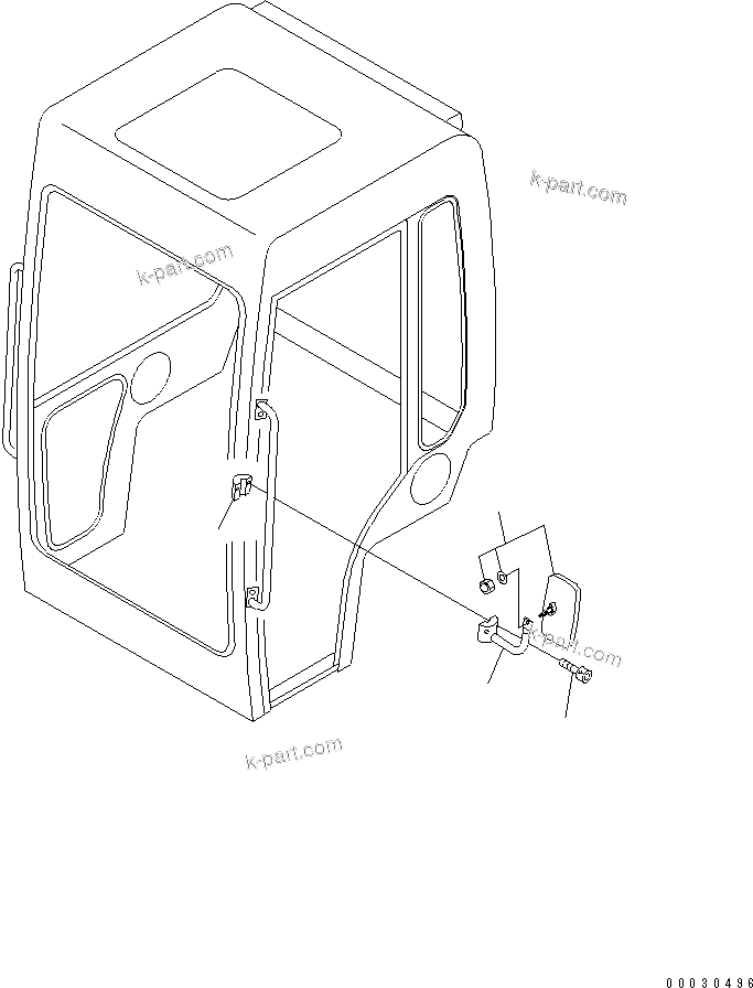 Komatsu parts book diagram for PC12R-8 S/N 10001-UP: REAR VIEW MIRROR (CAB) L.H.