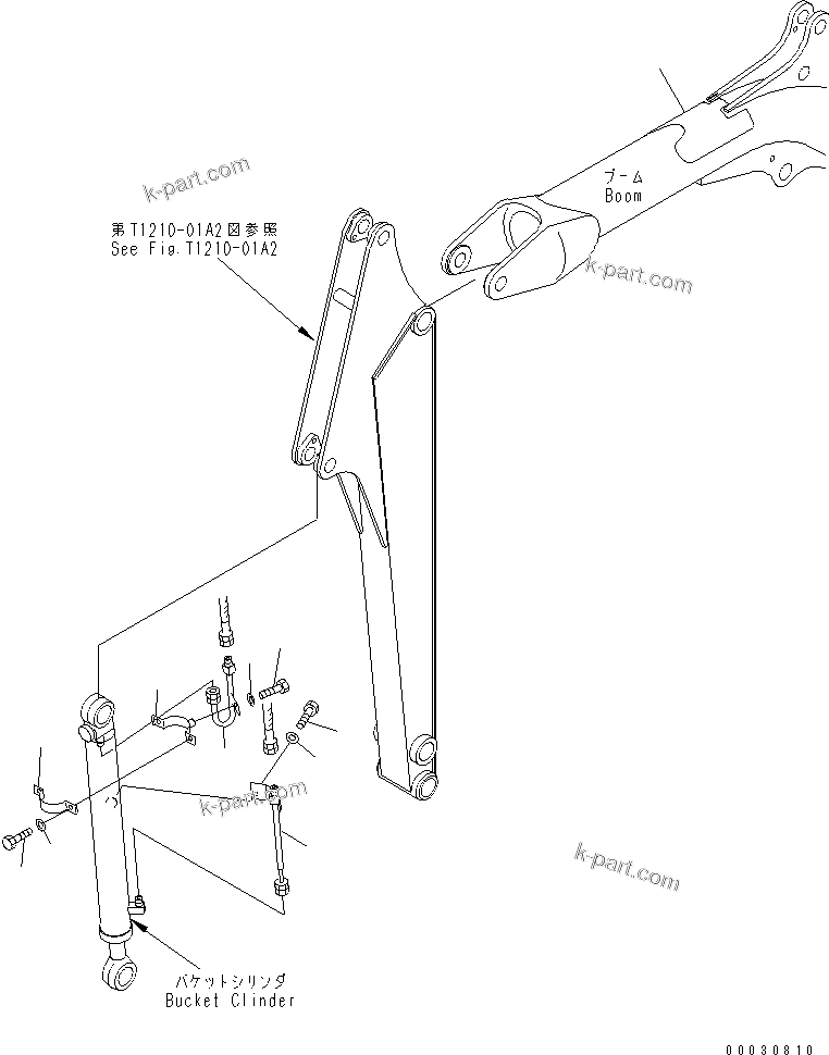 Komatsu parts book diagram for PC12R-8 S/N 10001-UP: LONG ARM (2/2) (BUCKET CYLINDER TUBE)