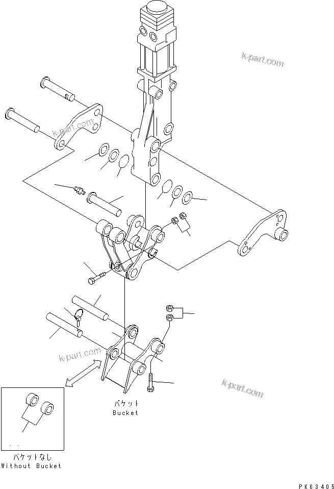 Komatsu parts book diagram for PC12R-8 S/N 10001-UP: BUCKET PIN (QUICK BREAKER ARM SPEC.)
