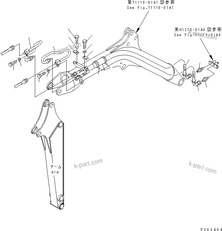 Komatsu parts book diagram for PC12R-8 S/N 10001-UP: BREAKER PIPING (BOOM)