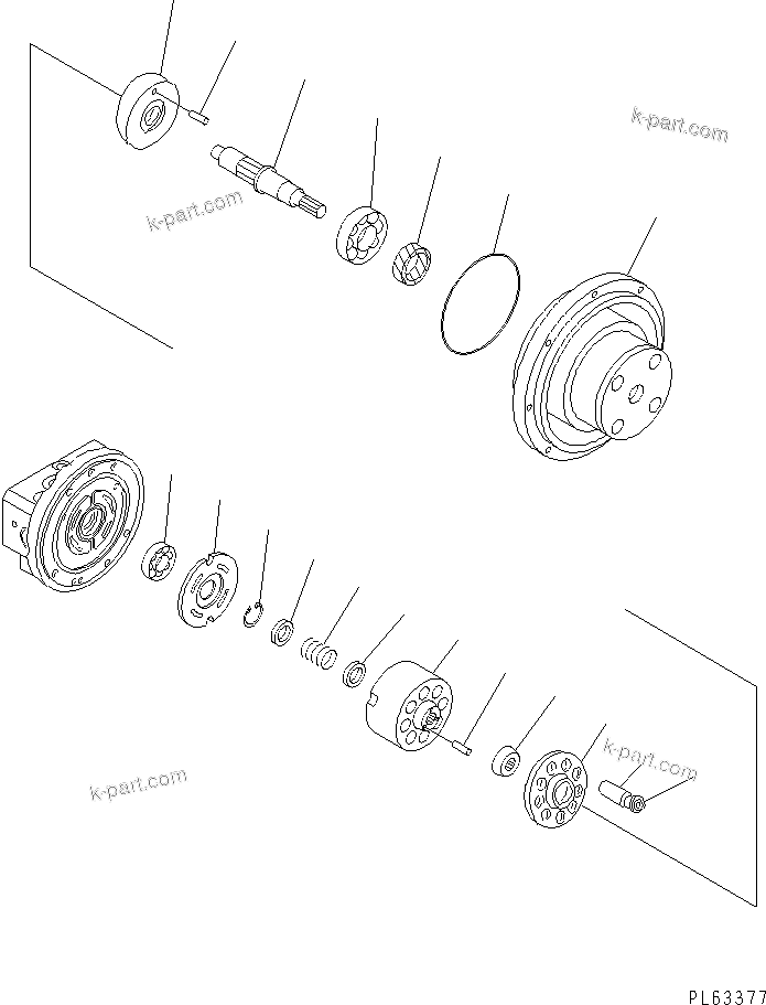 Komatsu parts book diagram for PC12R-8 S/N 10001-UP: TRAVEL MOTOR (2/3) (INNER PARTS)
