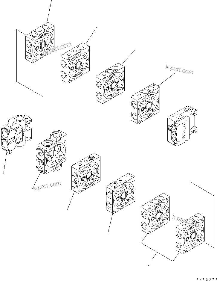 Komatsu parts book diagram for PC12R-8 S/N 10001-UP: MAIN VALVE (1/12)