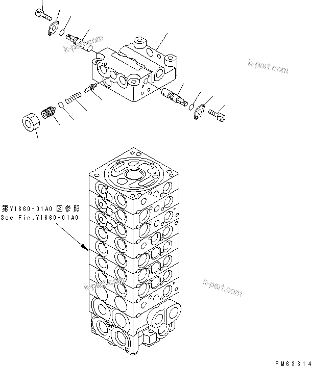 Komatsu parts book diagram for PC12R-8 S/N 10001-UP: MAIN VALVE (2/12)