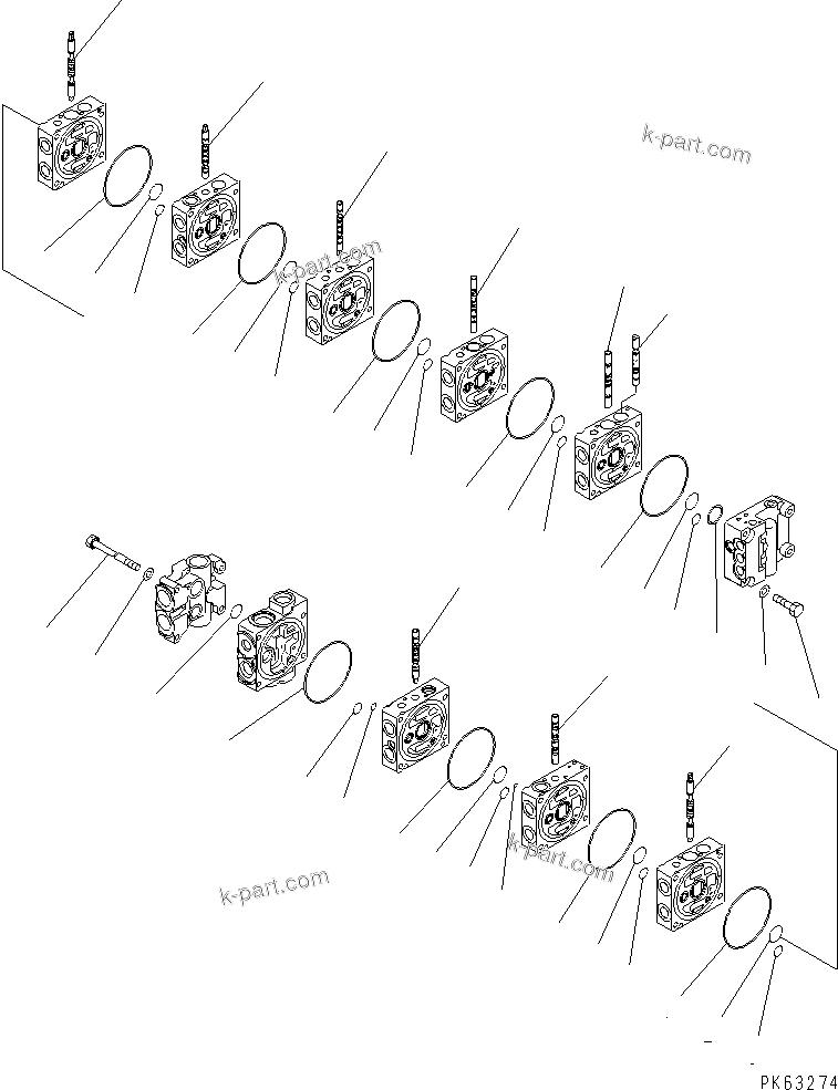 Komatsu parts book diagram for PC12R-8 S/N 10001-UP: MAIN VALVE (3/12)