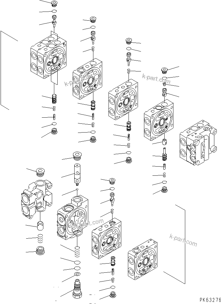 Komatsu parts book diagram for PC12R-8 S/N 10001-UP: MAIN VALVE (6/12)