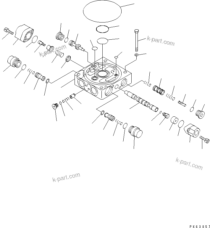 Komatsu parts book diagram for PC12R-8 S/N 10001-UP: SERVICE VALVE (1-ATTACHMENT)