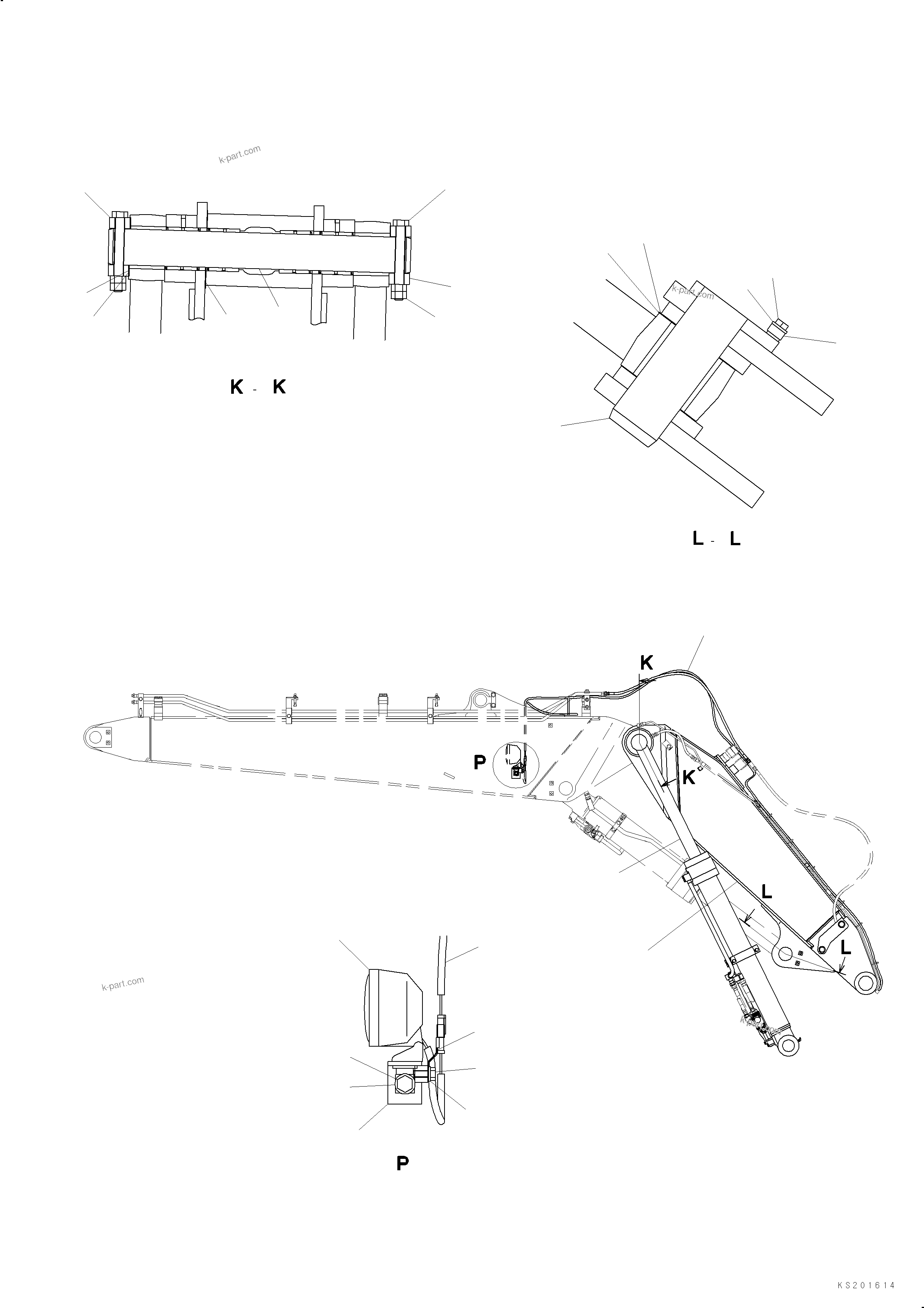 Komatsu parts book diagram for PC138US-8 2 PIECE BOOM S/N 20868-UP: FIRST BOOM