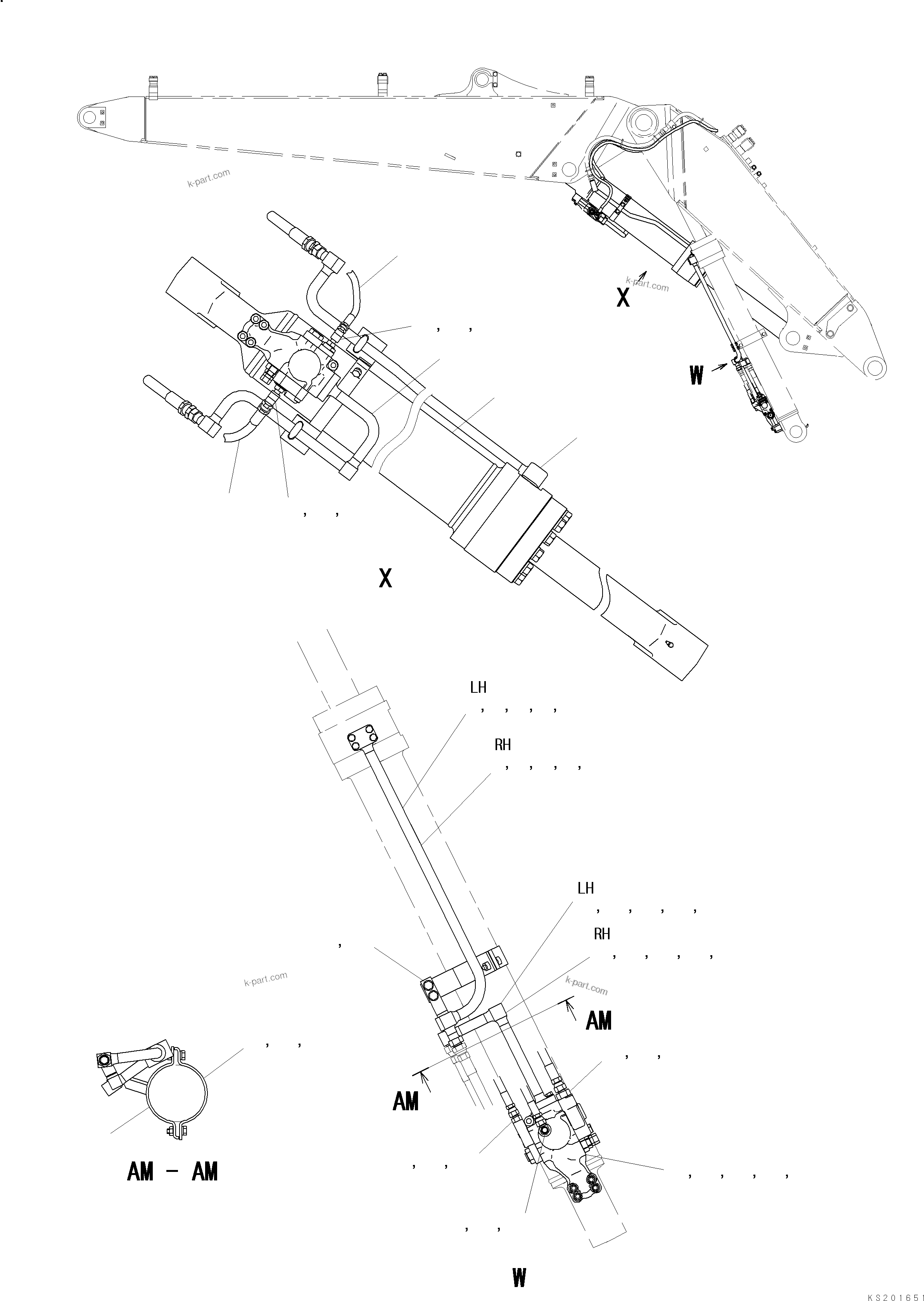 Komatsu parts book diagram for PC138US-8 2 PIECE BOOM S/N 20868-UP: SECOND BOOM ADJUST AND LIFT CYLINDERS