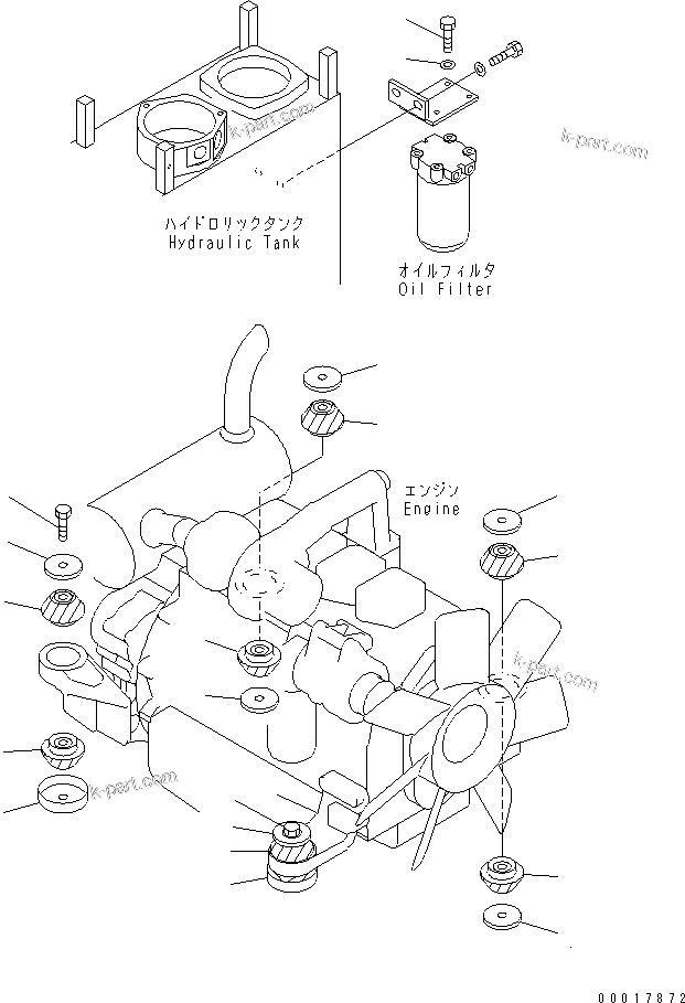 Komatsu parts book diagram for PC138US-2-A S/N 4501-UP: ENGINE MOUNT
