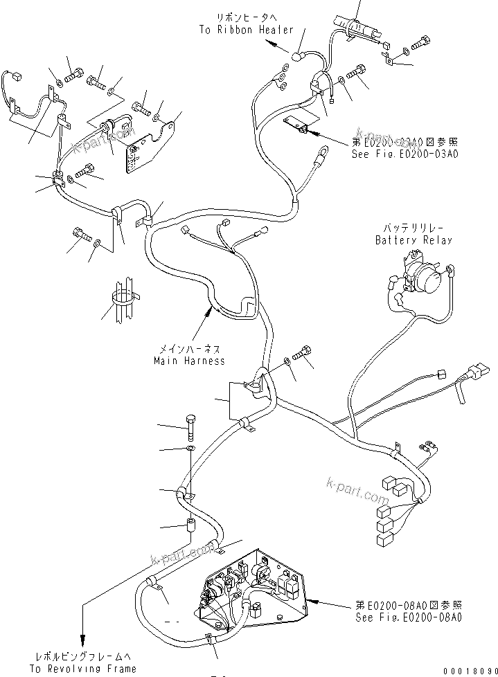 Komatsu parts book diagram for PC138US-2-A S/N 4501-UP: VEHICLE ELECTRICAL (MAIN HARNESS 3/3)