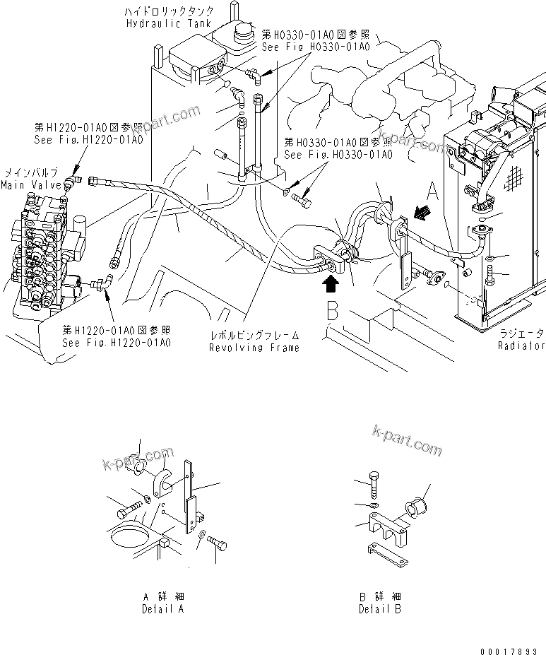 Komatsu parts book diagram for PC138US-2-A S/N 4501-UP: OIL COOLER LINE