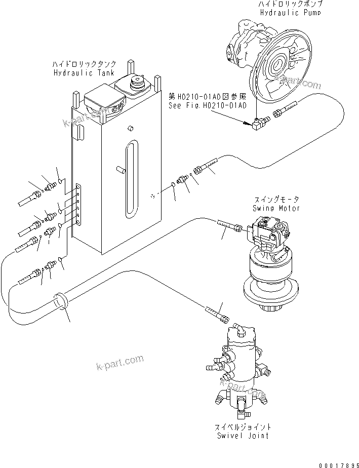 Komatsu parts book diagram for PC138US-2-A S/N 4501-UP: DRAIN LINE