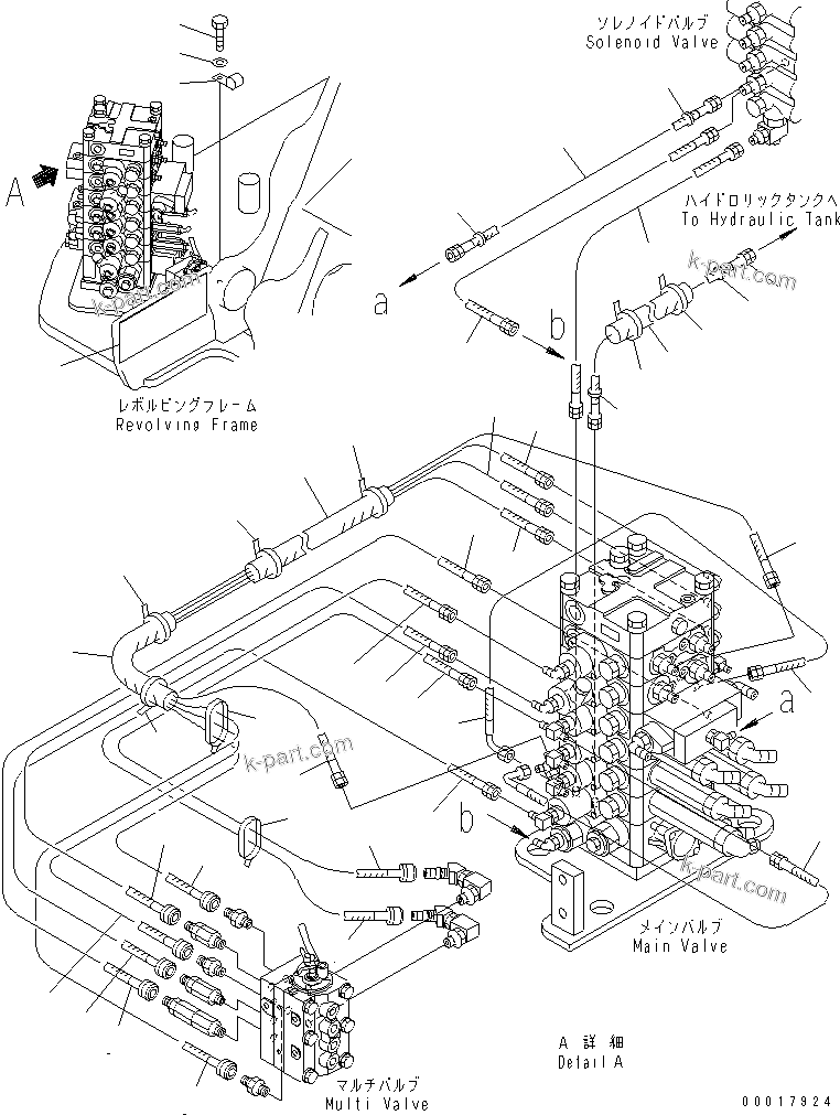 Komatsu parts book diagram for PC138US-2-A S/N 4501-UP: SHUTTLE VALVE (MULTI PATTERN) (MAIN VALVE HOSE AND HOSE CLAMP)