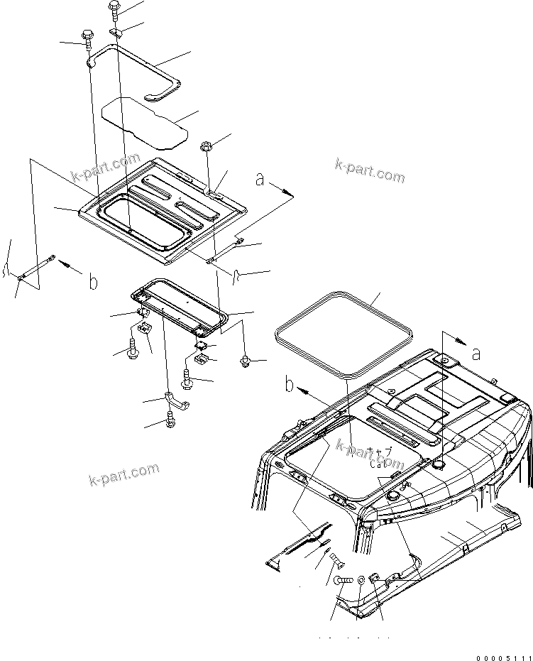 Komatsu parts book diagram for PC138US-2-A S/N 4501-UP: OPERATOR'S CAB (ROOF WINDOW)