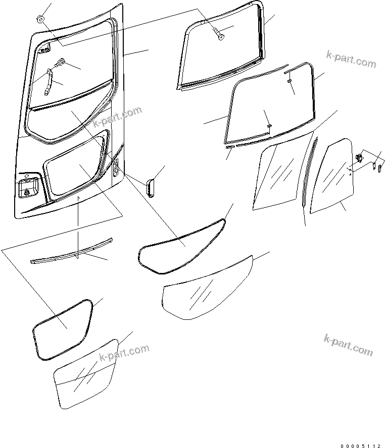 Komatsu parts book diagram for PC138US-2-A S/N 4501-UP: OPERATOR'S CAB (DOOR) (WITH DOOR SASH)
