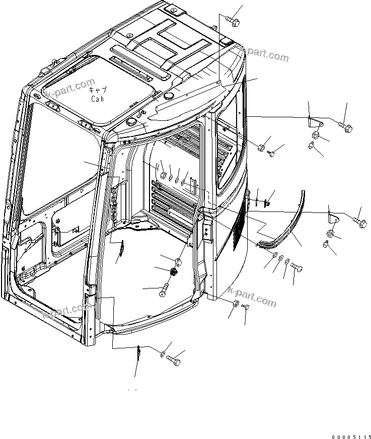Komatsu parts book diagram for PC138US-2-A S/N 4501-UP: OPERATOR'S CAB (RAIL)