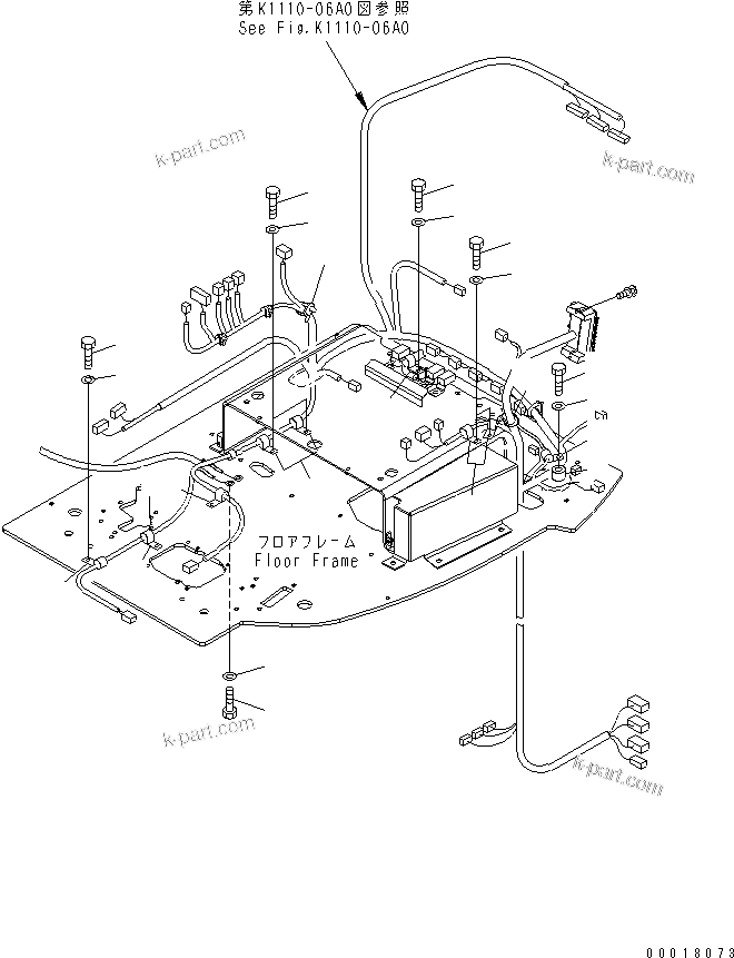 Komatsu parts book diagram for PC138US-2-A S/N 4501-UP: FLOOR FRAME (FLOOR HARNESS CLAMP)