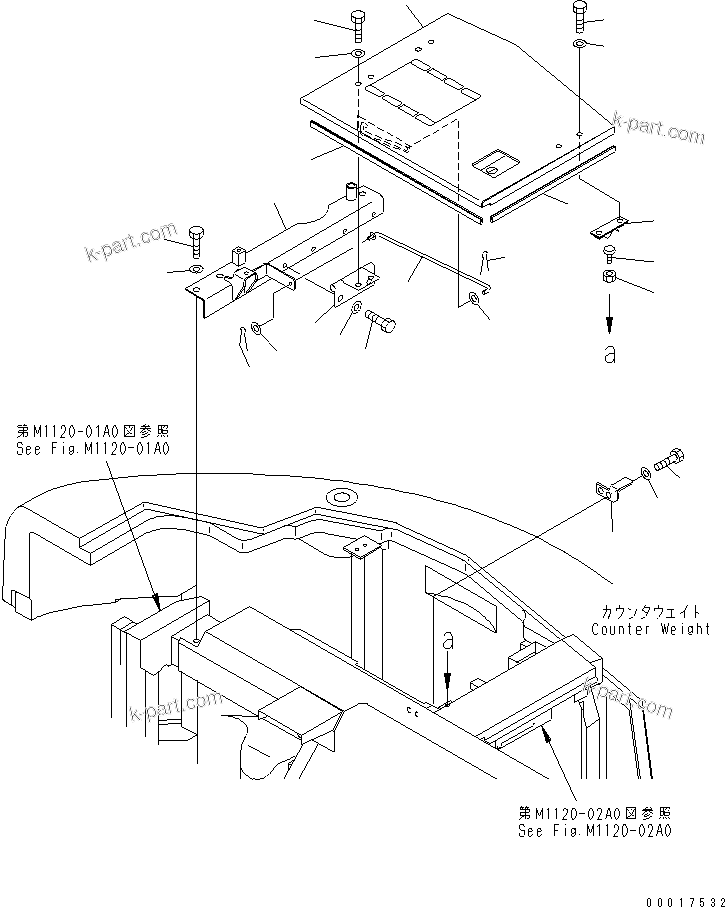 Komatsu parts book diagram for PC138US-2-A S/N 4501-UP: HOOD