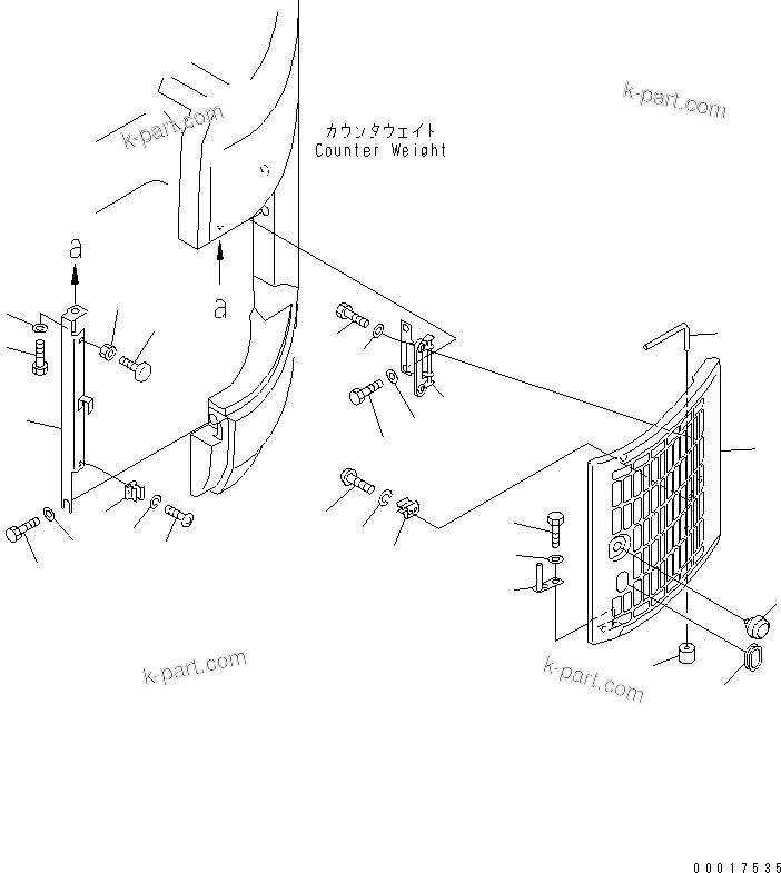 Komatsu parts book diagram for PC138US-2-A S/N 4501-UP: SIDE COVER L.H. (CONTER WEIGHT COVER)