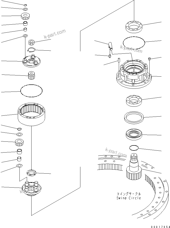 Komatsu parts book diagram for PC138US-2-A S/N 4501-UP: SWING MACHINERY (MACHINERY)