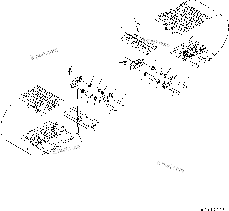 Komatsu parts book diagram for PC138US-2-A S/N 4501-UP: TRACK SHOE (TRIPLE GROUSER) (500MM WIDE) (HOLES TO EQUIP WITH CITY PAD)