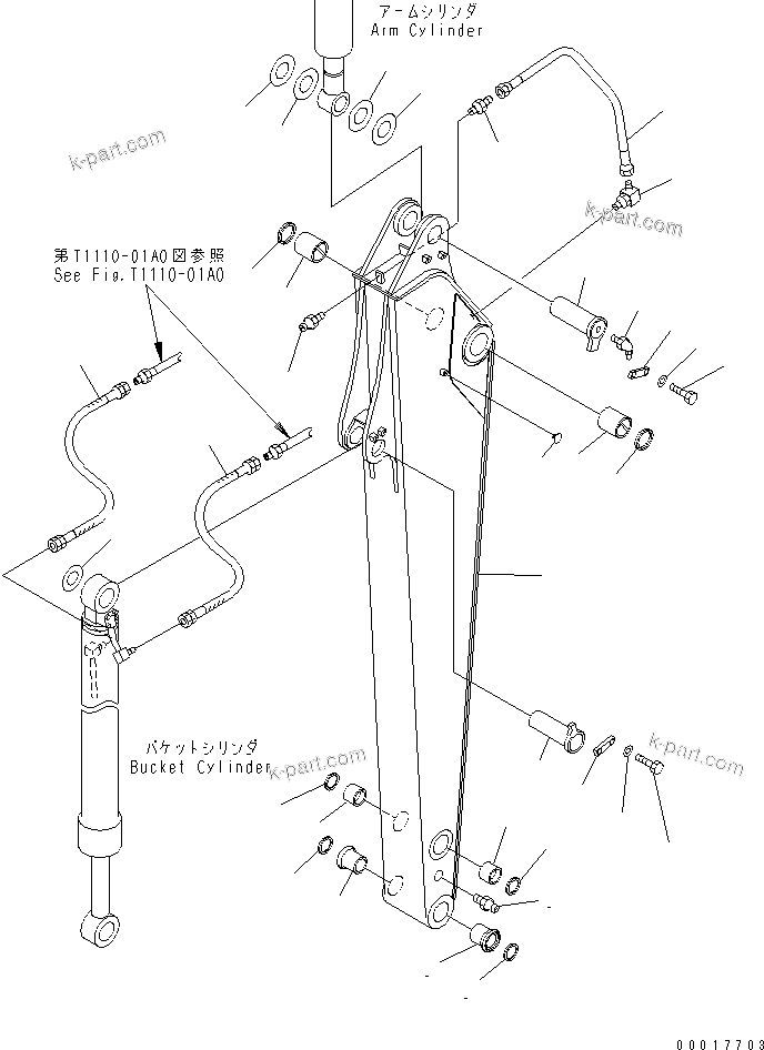 Komatsu parts book diagram for PC138US-2-A S/N 4501-UP: ARM (ARM AND PIN)