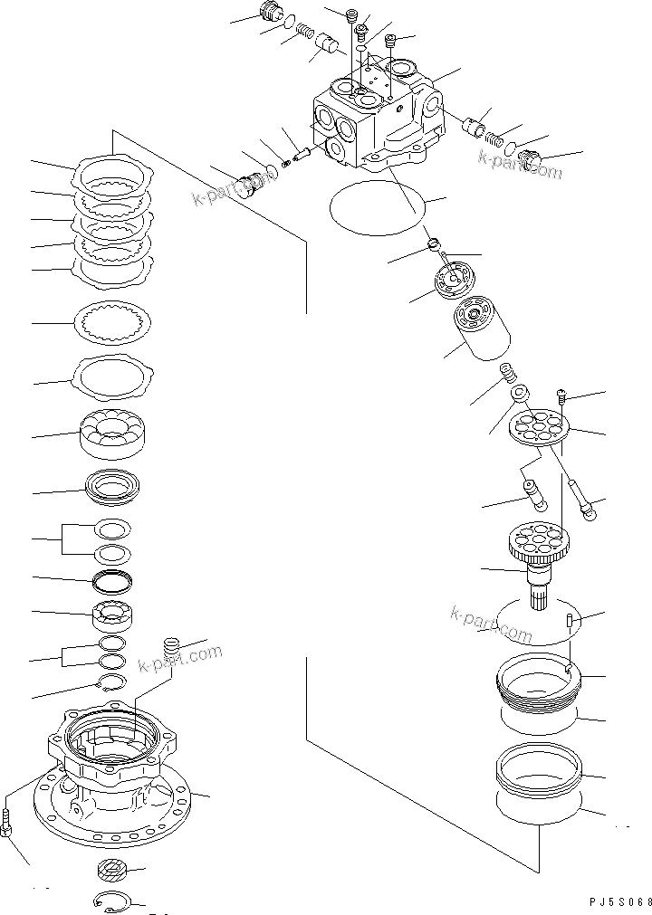 Komatsu parts book diagram for PC138US-2-A S/N 4501-UP: SWING MOTOR (1/2)