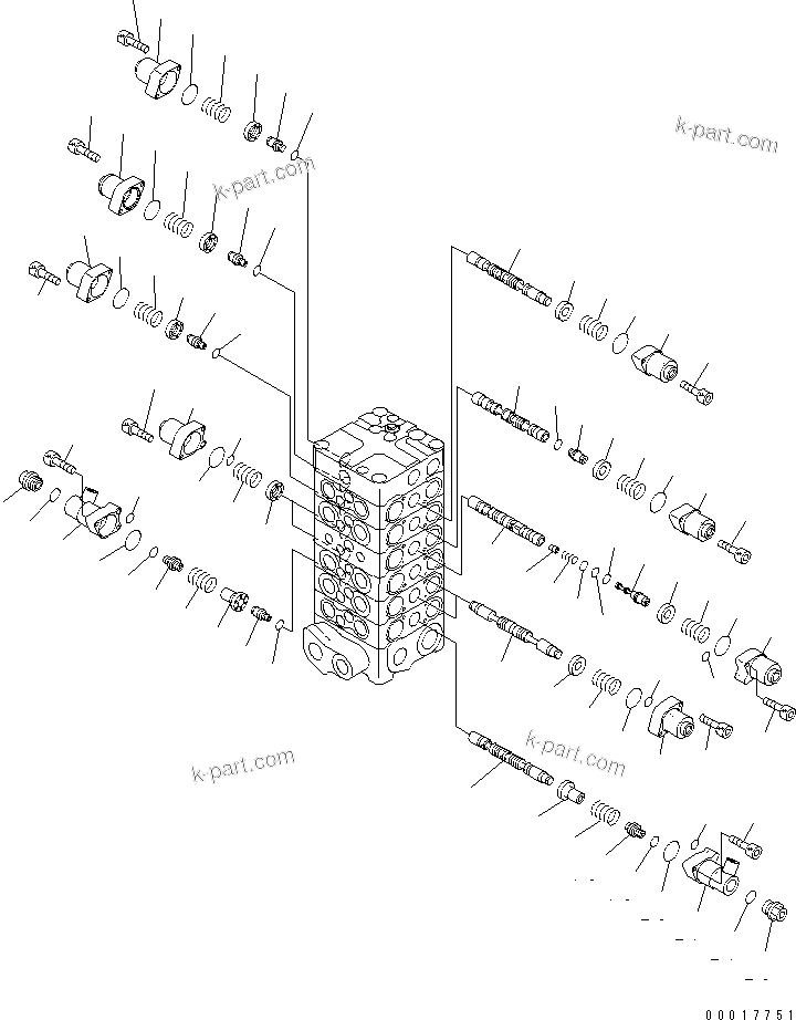 Komatsu parts book diagram for PC138US-2-A S/N 4501-UP: MAIN VALVE (6-VALVE) (2/11)