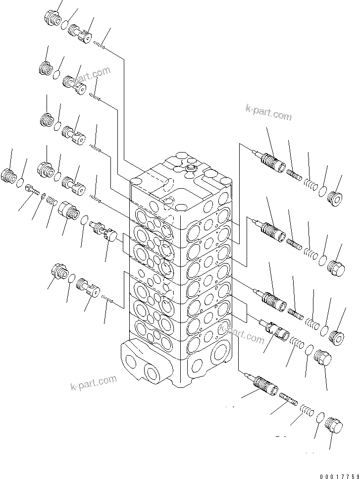 Komatsu parts book diagram for PC138US-2-A S/N 4501-UP: MAIN VALVE (7-VALVE) (3/12) (FOR BLADE)