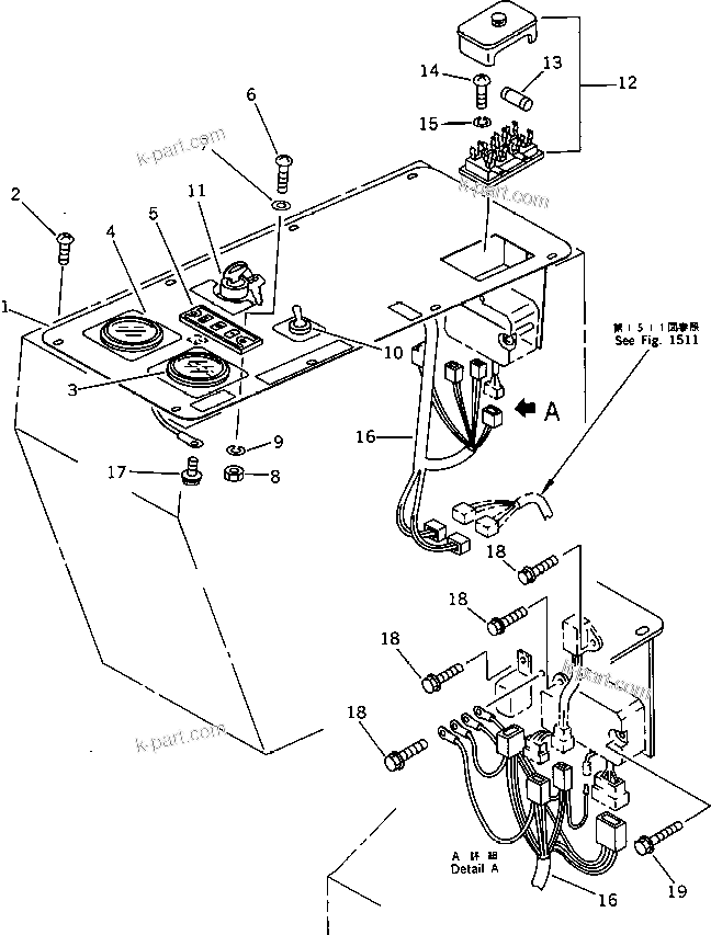 Komatsu parts book diagram for PC15-2 S/N 2001-UP (6-Way Control): ELECTRICAL SYSTEM (INSTRUMENT PANEL) (FOR JAPAN) (FOR ASIA)
