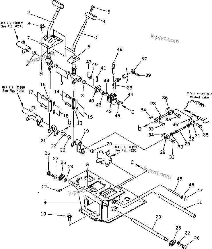 Komatsu parts book diagram for PC15-2 S/N 2001-UP (6-Way Control): TRAVEL CONTROL LEVER (FOR JAPAN)(#2001-2446)