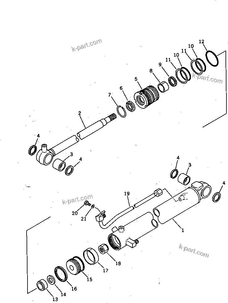 Komatsu parts book diagram for PC15-2 S/N 2001-UP (6-Way Control): BOOM CYLINDER (FOR CANOPY) (FOR JAPAN) (FOR ASIA)