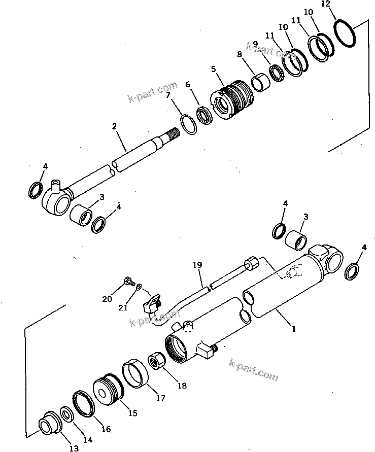 Komatsu parts book diagram for PC15-2 S/N 2001-UP (6-Way Control): BOOM CYLINDER (FOR CAB) (FOR JAPAN) (FOR ASIA)