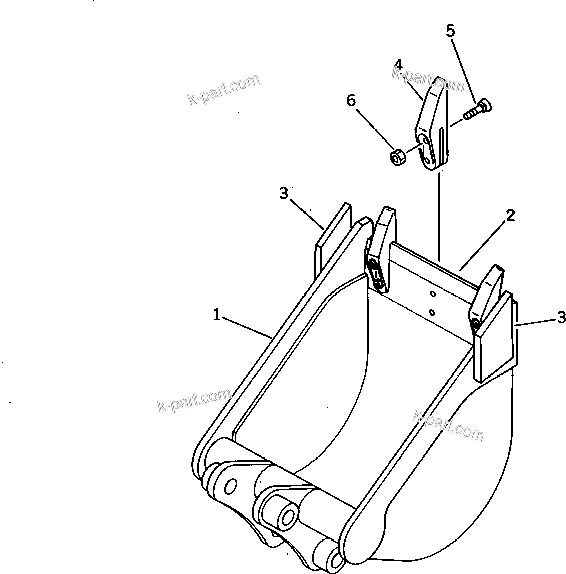 Komatsu parts book diagram for PC15-2 S/N 2001-UP (6-Way Control): BUCKET ? 0.04M3 (MINI 0.07M3) 350MM