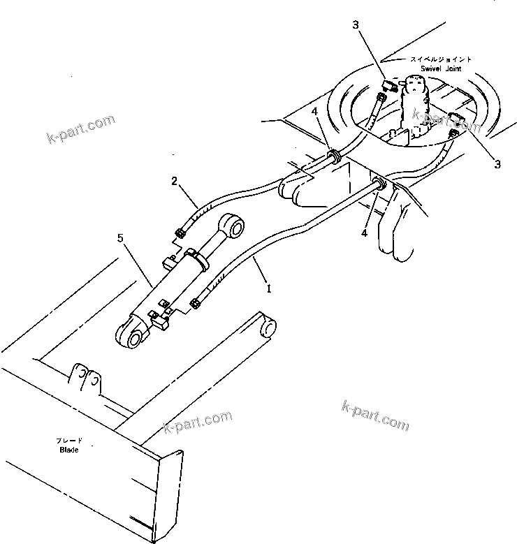 Komatsu parts book diagram for PC15-2 S/N 2001-UP (6-Way Control): HYDRAULIC PIPING (BLADE CYLINDER LINE) (LOWER)(#2001-2808)