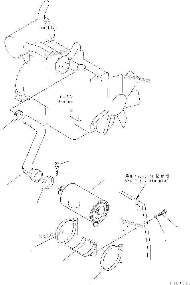 Komatsu parts book diagram for PC150-5 S/N 6001-UP: ENGINE RELATED PARTS (FOR DOUBLE ELEMENT)(#8062-)