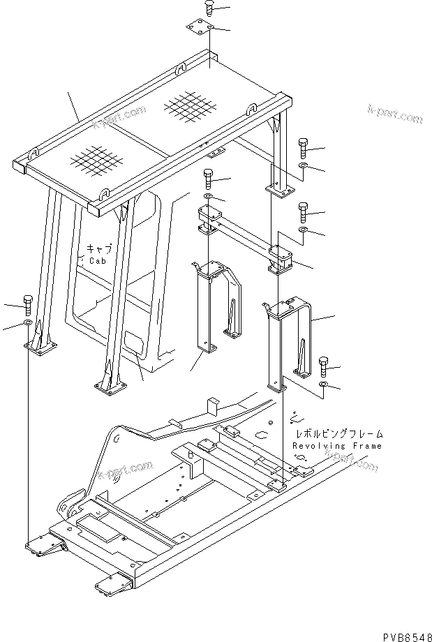 Komatsu parts book diagram for PC150-5 S/N 6001-UP: F.O.P.S.(#7690-)